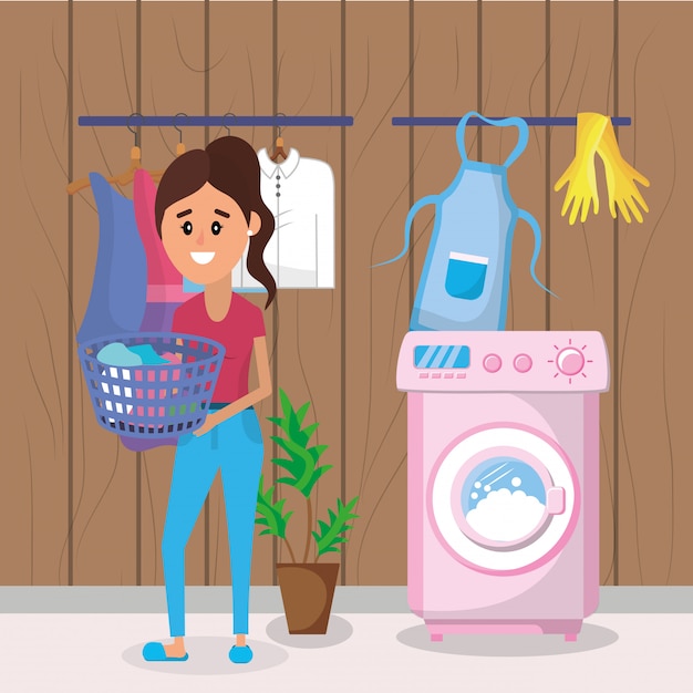 Woman on laundry