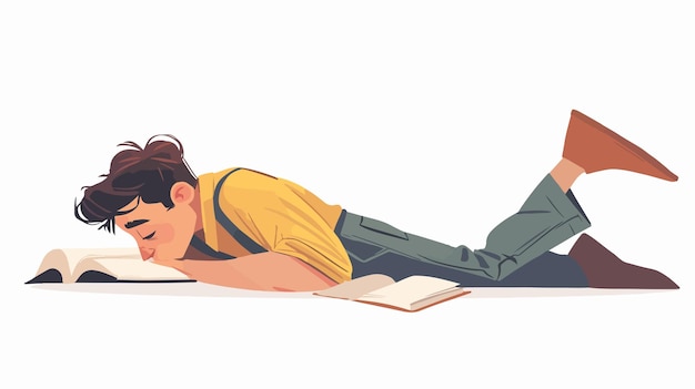 Vector a woman laying on the floor reading a book