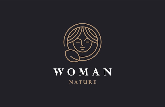 Woman leaf logo icon design template vector illustration