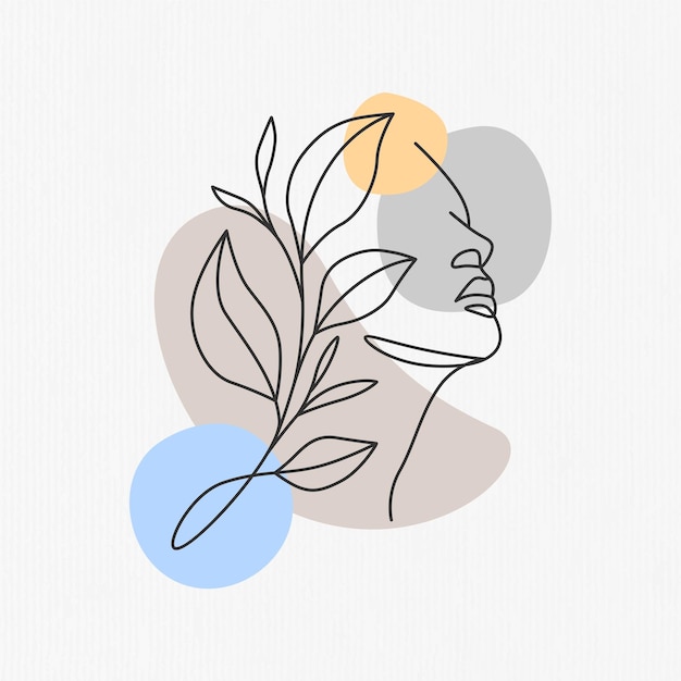 Woman and leaves in elegant line art style