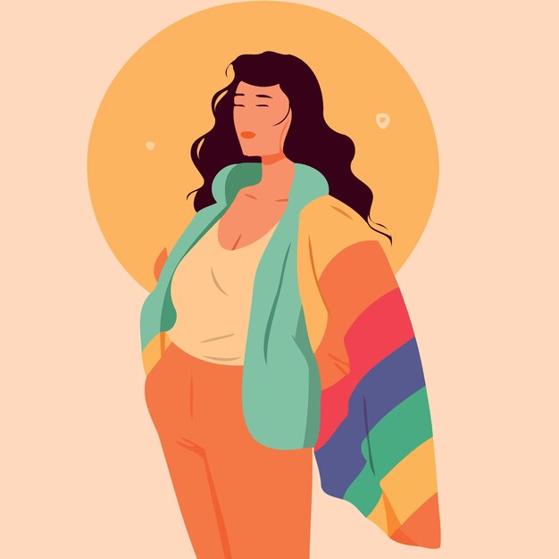 Vector woman lgbt pride day and month with rainbow colors