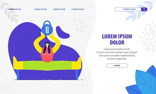 Woman Lifting Dumbbell Flat Landing Page Template