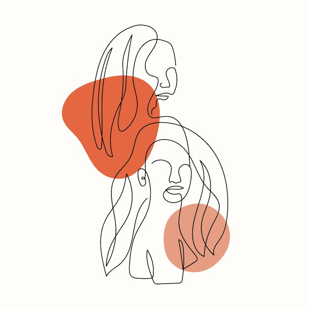 Woman line art abstract shapes color