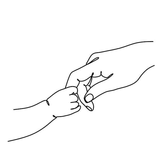 Woman Line drawing vector Pregnant woman and motherhood Line art Baby legs in mother hands