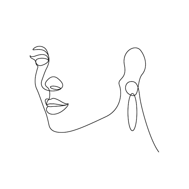 Woman linear drawing single line illustration