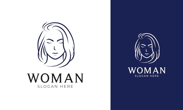 Woman logo design with beautiful short hair