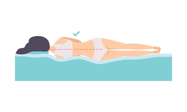 Woman lying on her side correct sleeping posture for neck and spine healthy sleeping position