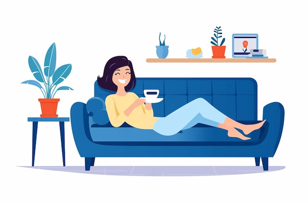 Woman Lying on Sofa and Playing with Phone