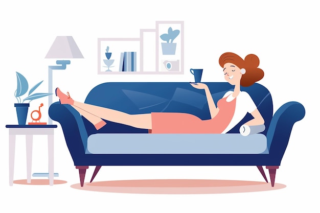 Woman Lying on Sofa and Playing with Phone