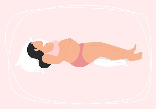 Vector a woman lying on your back during pregnancy