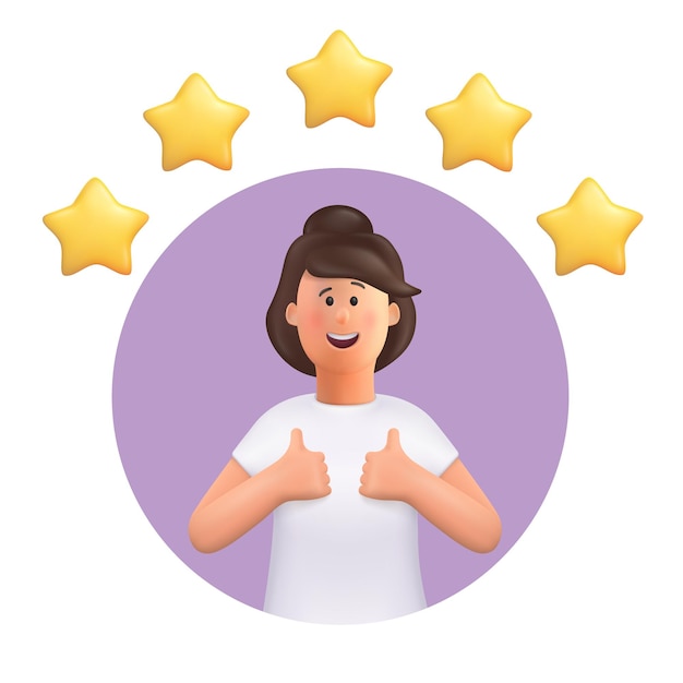 woman making good sign with five stars