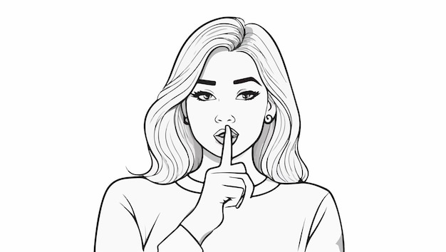 Vector woman making silence gesture vector illustration