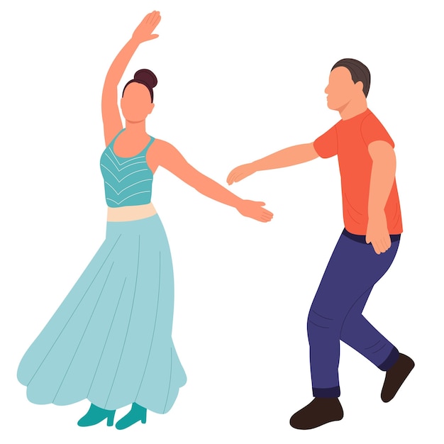 Woman and man dancing on white background isolated vector