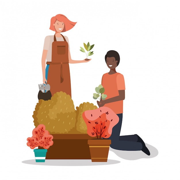 Woman man and gardening concept 