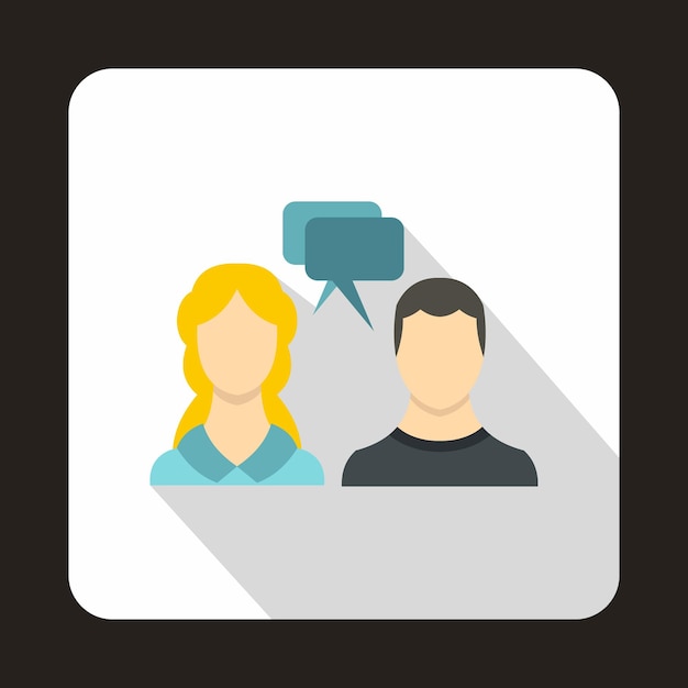 Woman and man with speech bubbles icon in flat style on a white background vector illustration