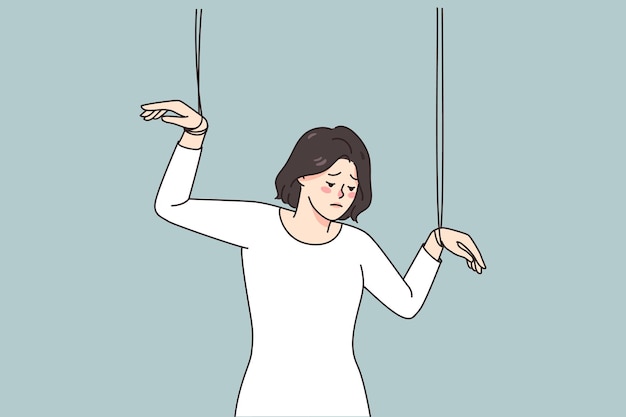 Woman marionette in someone hands