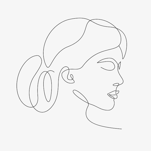 Woman minimal hand-drawn illustration. One-Line style drawing.