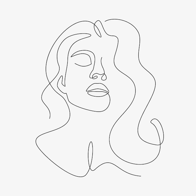 Woman minimal hand-drawn illustration. One-Line style drawing.