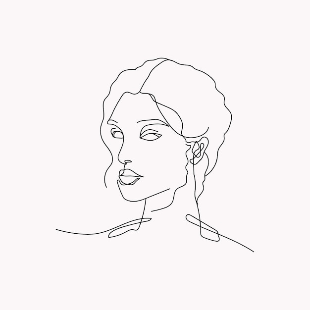 Woman minimal handdrawn illustration oneline style drawing