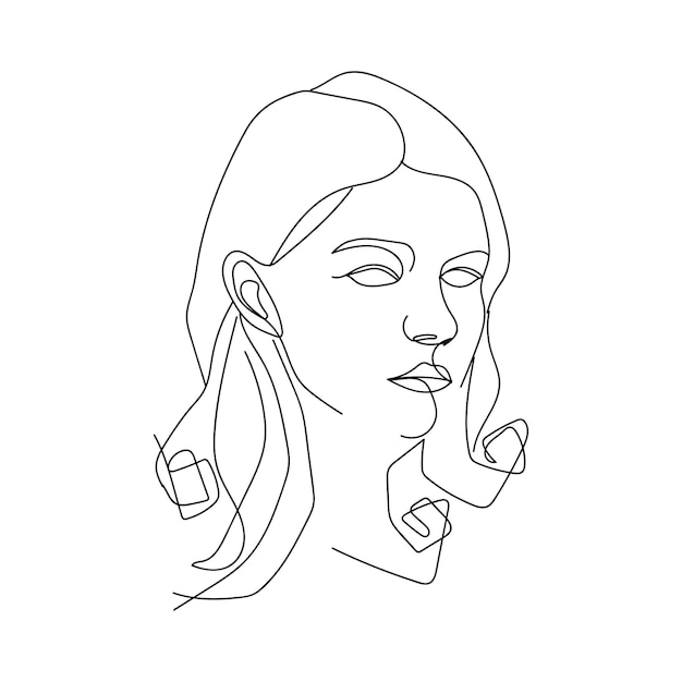 Woman minimal handdrawn illustration oneline style drawing