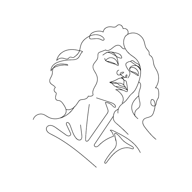 Woman minimal handdrawn illustration oneline style drawing