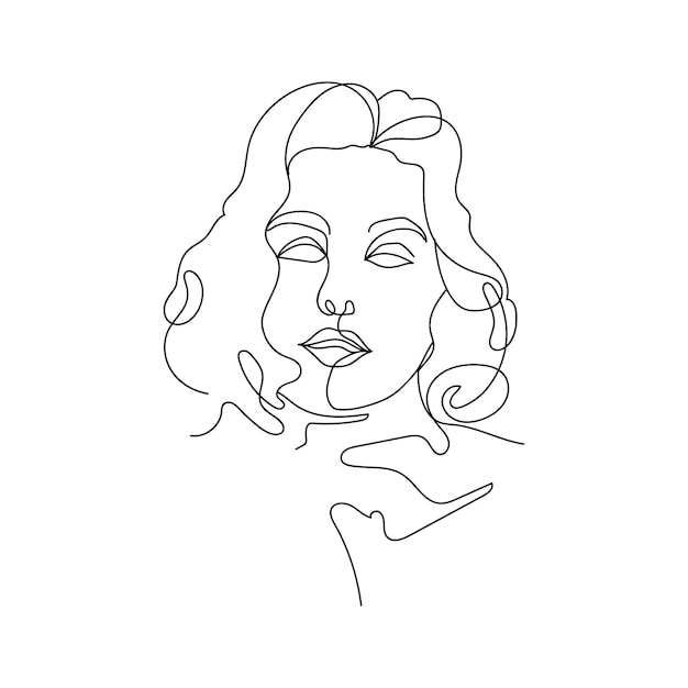 Woman minimal handdrawn illustration oneline style drawing