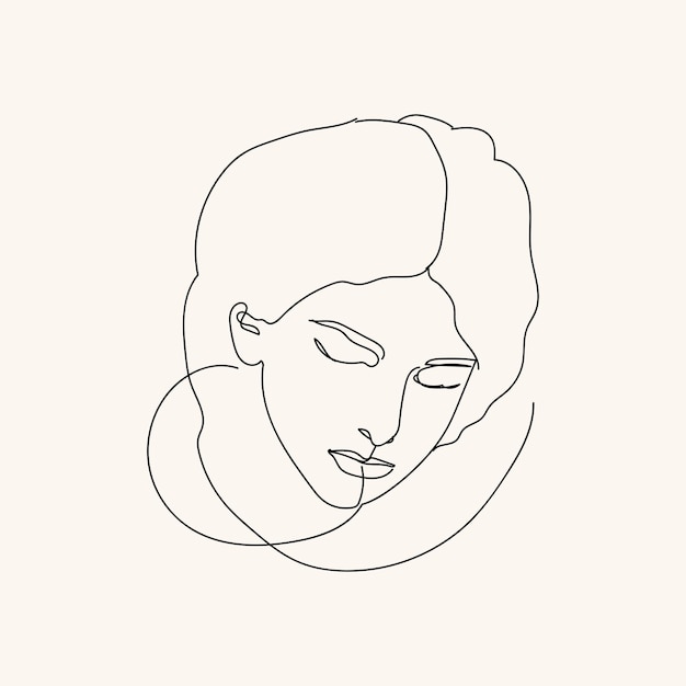 Woman minimal handdrawn illustration oneline style drawing