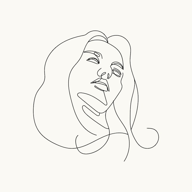 Woman minimal handdrawn illustration oneline style drawing