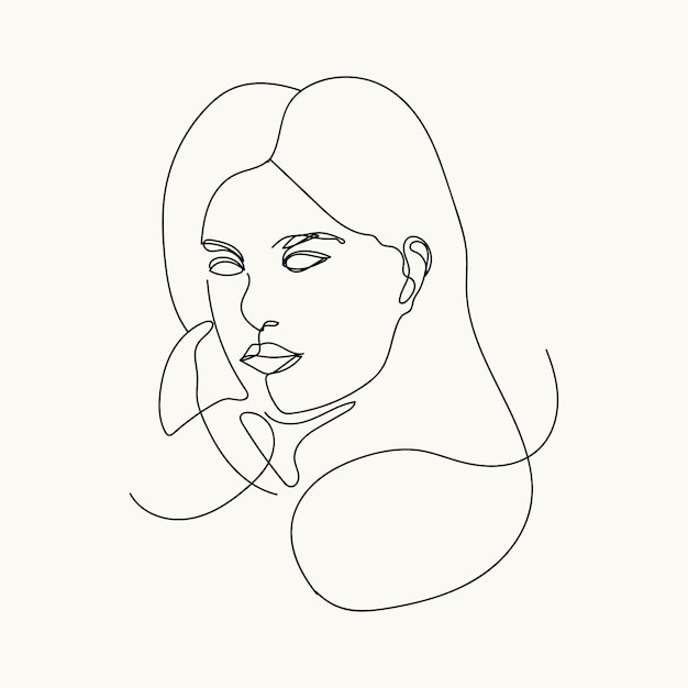 Woman minimal handdrawn illustration oneline style drawing