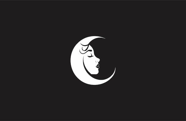 Woman moon style logo icon design template flat vector