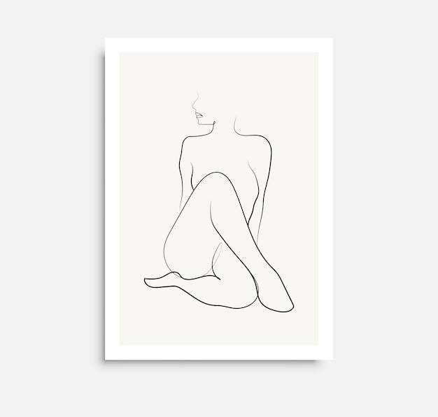 Vector woman one line art postervector minimalist design for wall art print card poster