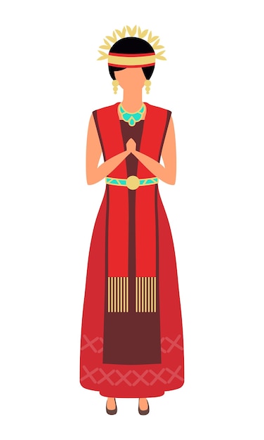 Woman participating in festival procession semi flat color vector character