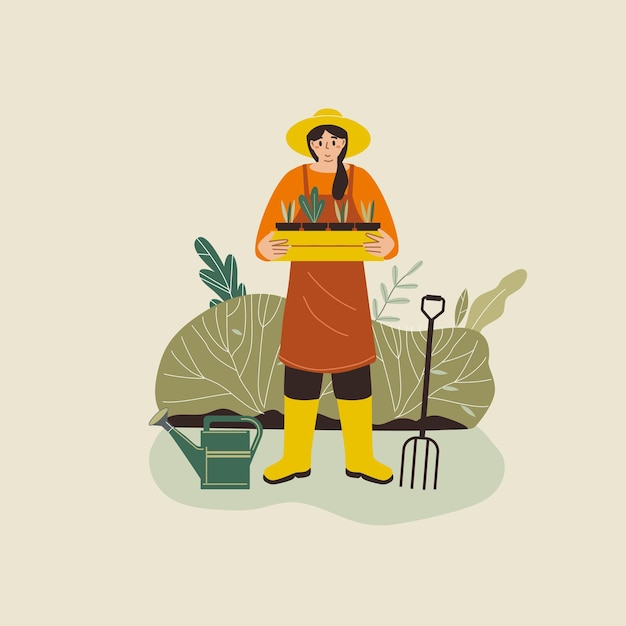 Woman planting gardens flowers agriculture gardener hobby