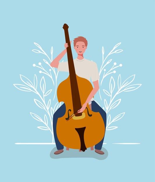 Woman playing cello instrument character