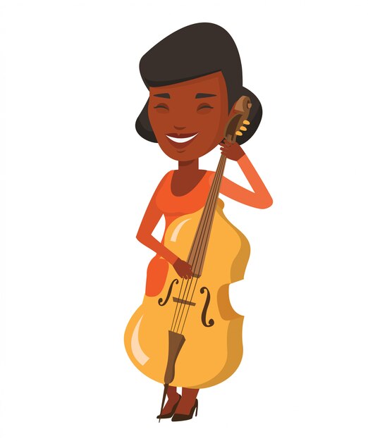 Woman playing cello vector illustration.