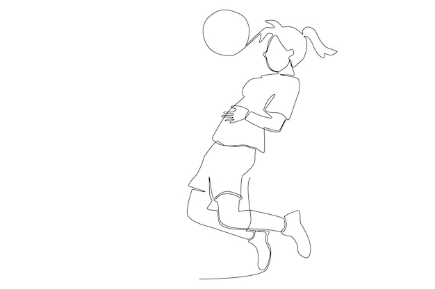 A woman playing football or soccer line art