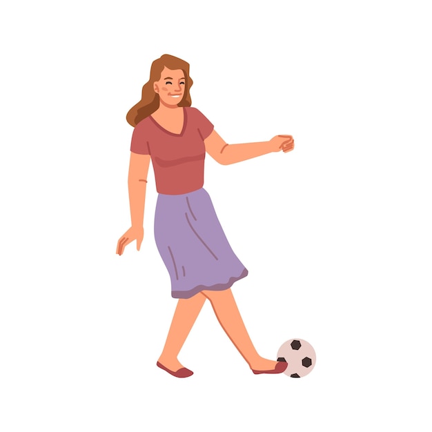 Woman playing soccer mother with football ball