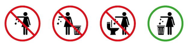 Woman Please Throw Litter in Bin, No Toilet Pictogram Silhouette Icon. Allowed Throw Napkin, Paper