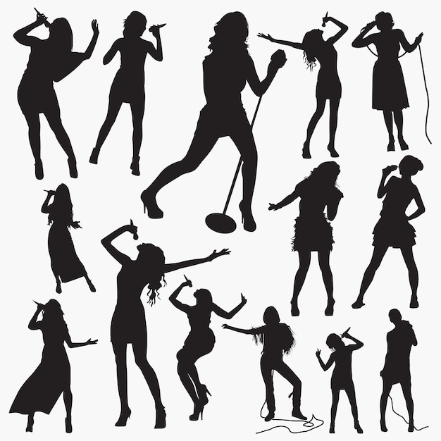 Woman Pop Singer Silhouettes 