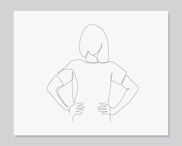 Woman power continuous one line illustration