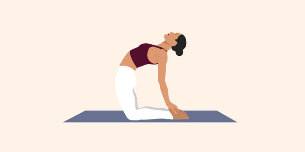 Vector woman practicing camel pose v1