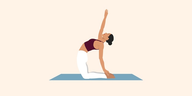 Vector woman practicing camel pose v2