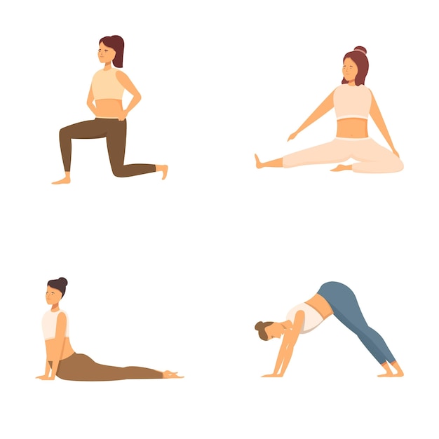 Vector woman practicing diverse yoga poses