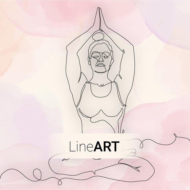 woman practicing yoga line art vector