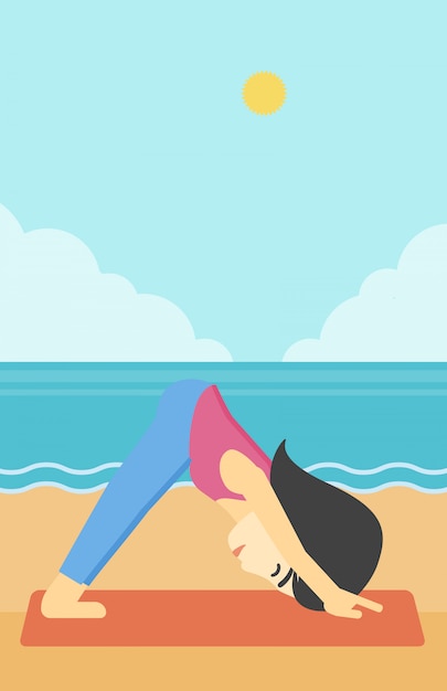 Woman practicing yoga vector illustration.