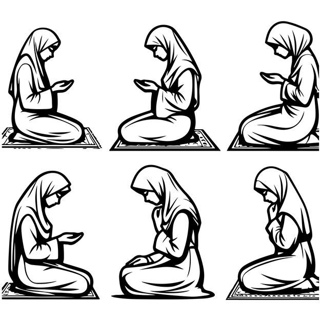 Vector woman praying god silhouette