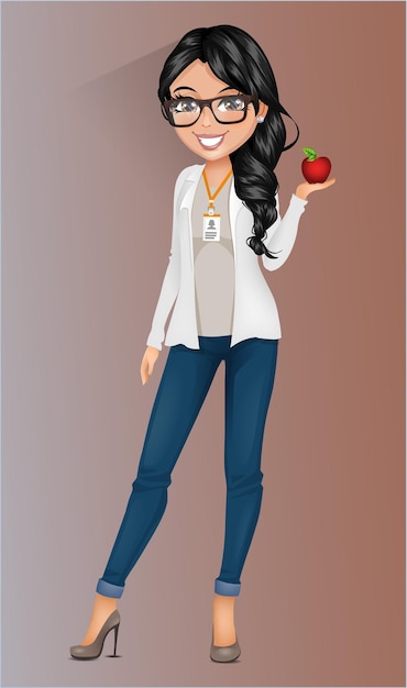 woman professional character holding apple