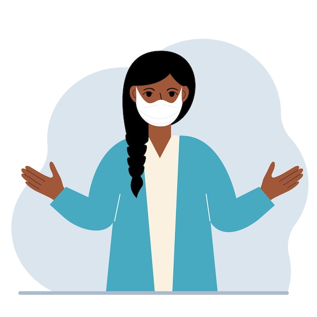 A woman in a protective medical face mask. The woman wears protection against viruses, urban air pollution, smog, vapors, and polluting gas emissions.