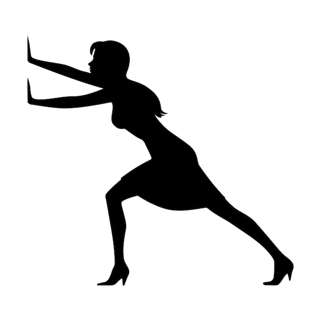 Woman pushing a wall silhouette Vector illustration