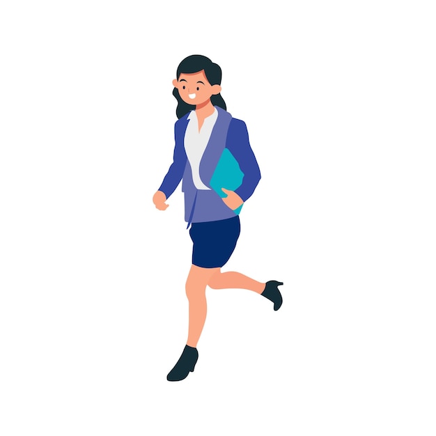 Woman quickly go to office vector illustration